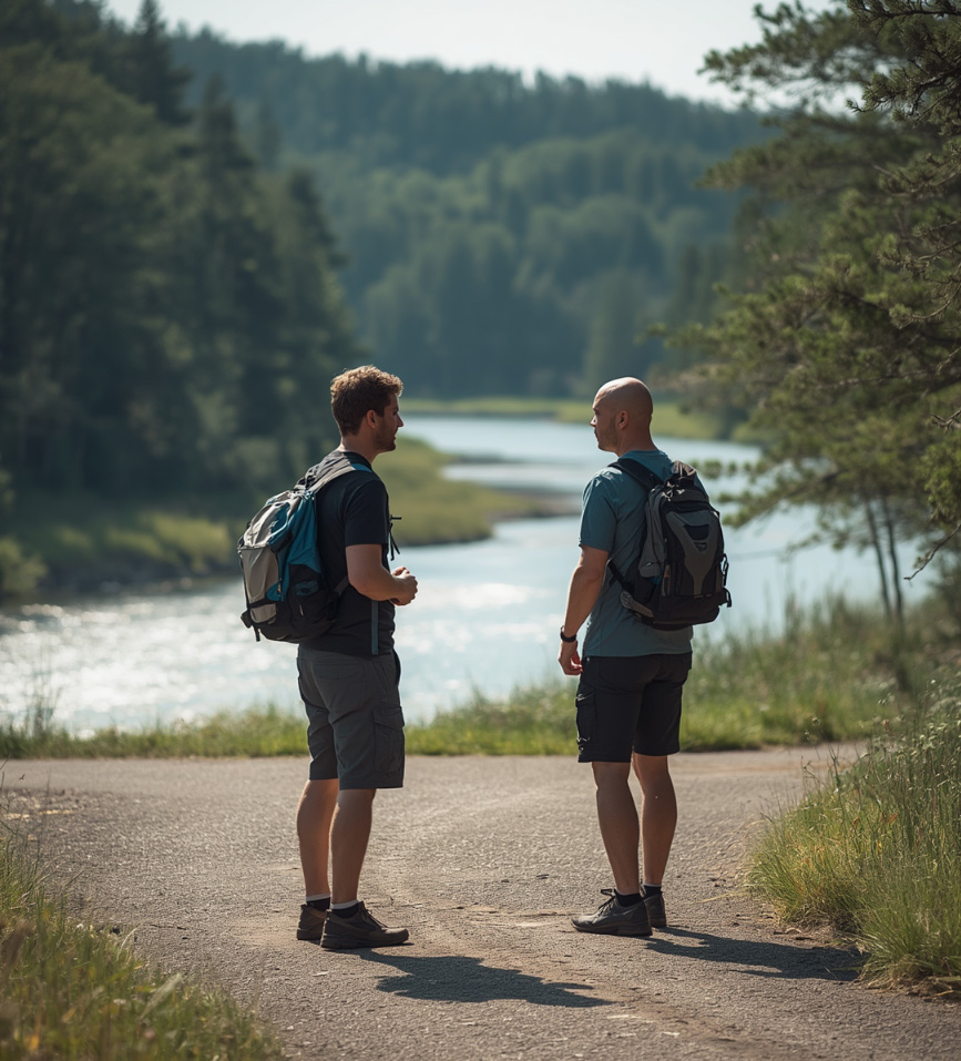 on hiking trail